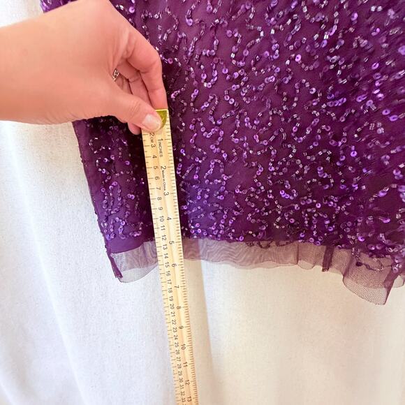 Adrianna Papell Flutter Sleeve Beaded Sequin Dress 14 NYE Glam Cocktail Coquette - Picture 11 of 11